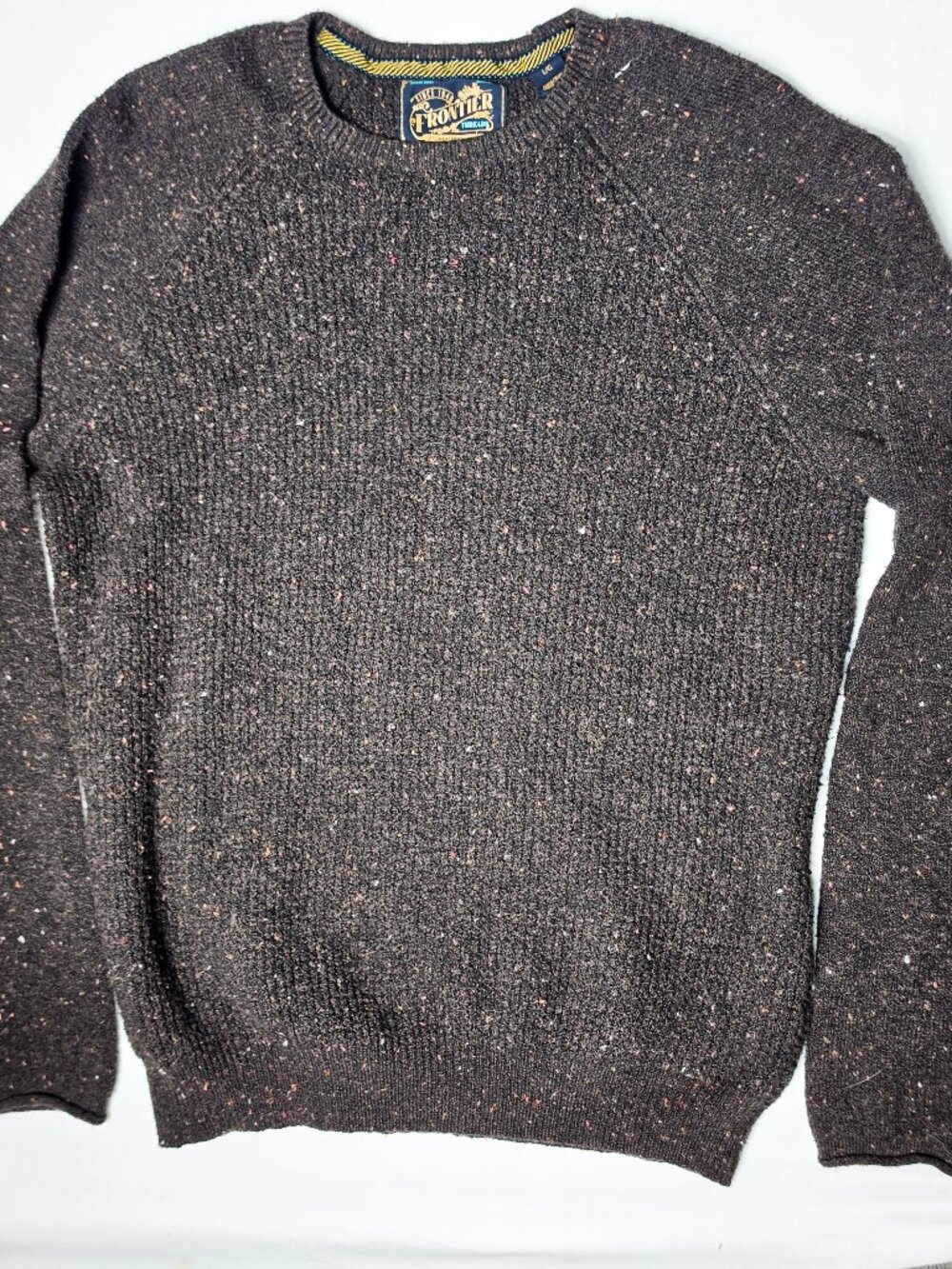 Large Weatherproof Vintage mens Waffle Knit Donegal Crewneck Sweater - Charcoal